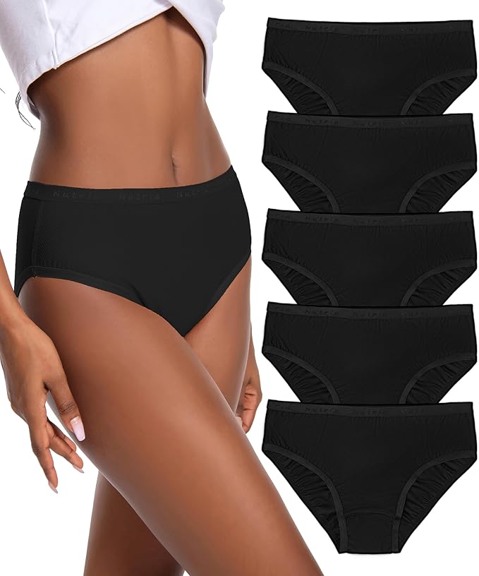 Nutria Womens Bikini Brief Quick Dry Travel Underwear 5-Pack Mesh Hiking Panties Activewear Stay Fresh D01