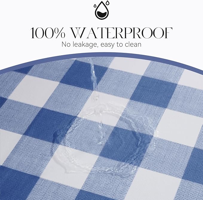 MOSAYT Rectangle Vinyl Tablecloth, 100% Waterproof Buffalo Gingham Plastic Table Cloth, Heavy Duty Wipeable Table Covers for Picnic, Outdoor, Camping - 54 x 120, Blue