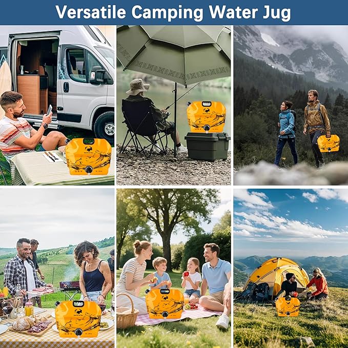 Camping Water Jug 2.1 Gallon CollapsibleWater Container Portable Water Bag for TravelOutdoor Hiking BPA Free Lightweight (Orange (2.1 Gal), 1)