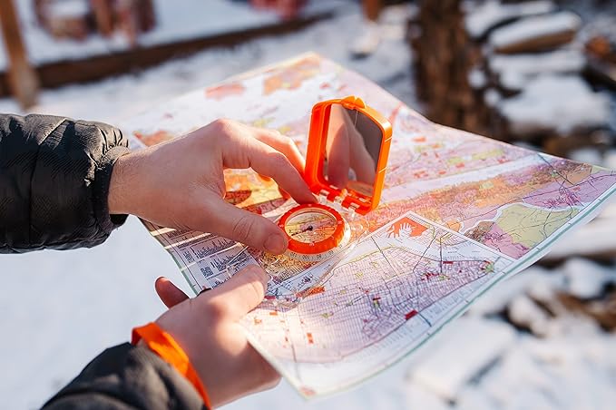 Boy Scout Sighting Compass - Adjustable Declination Mirror, Compass Base Plate, Orienteering & Hiking Navigation - Military Grade, Backpacking & Camping Tool