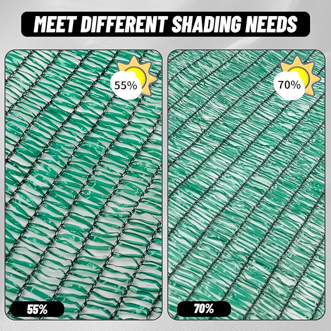 Cool Area 70% Sun Shade Cloth Mesh Tarp with Grommets for Plant Cover 6.5x16.5ft Patio Canopy Garden Pergola Greenhouse Car Barn Kennel Green