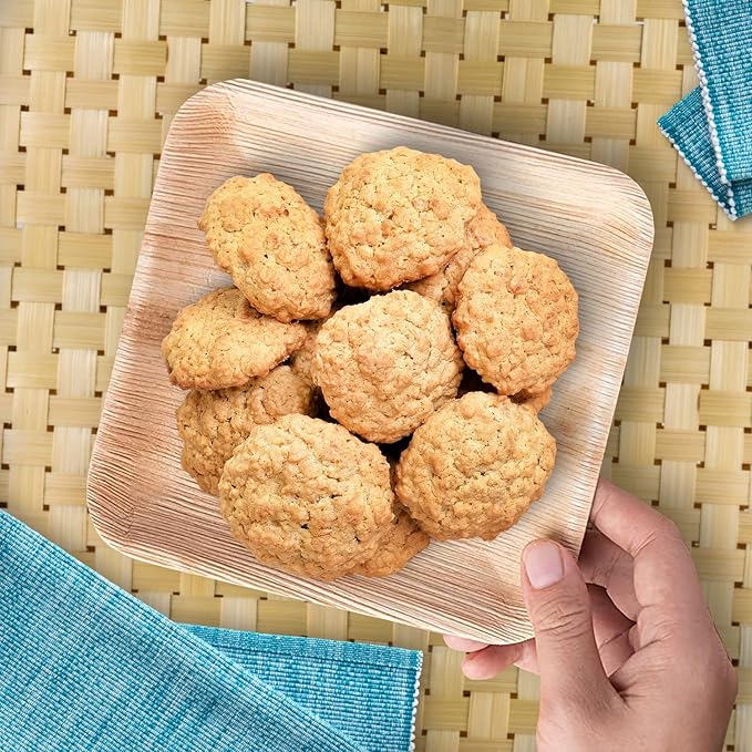 Raj Palm Leaf Plates [200-Pack] 6" Square Plates like Bamboo plates Disposable, Strong, Decorative Compostable Tableware for wedding, Lunch, Dinner, Birthday, Camping, Outdoor BBQ, Picnic