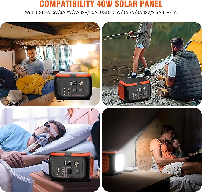 SinKeu Portable Power Station 600W, 296Wh/80000mAh Backup Lithium Battery Pack Bank, 110V Pure Sine Wave AC Outlet Solar Generator for Camping Emergency RV Outdoor Hurricane Supplies