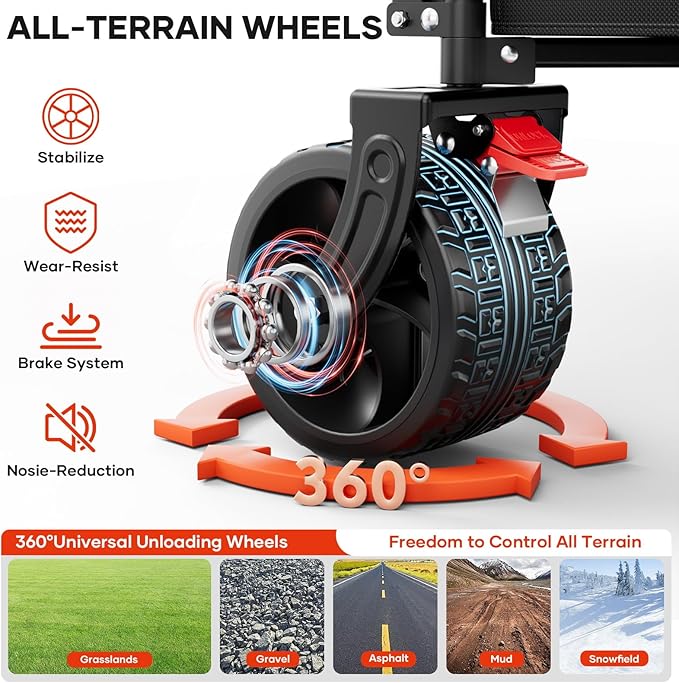 49" L Collapsible Foldable Extended Wagon with 500lbs Weight Capacity,300L Heavy Duty Beach Cart,Large Utility Wagon with Cup Holders,Cart for Sports,Outdoors,Grocery,Shopping,Black