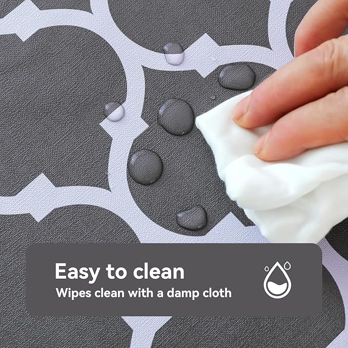 Romanstile Rectangle Plastic Tablecloth, 100% Waterproof Oil-Proof Checkered PVC Table Cloth, Heavy Duty Vinyl Table Cover for Dining, Camping, Picnic, Outdoor - 54 x 78 Inch, Moroco Grey