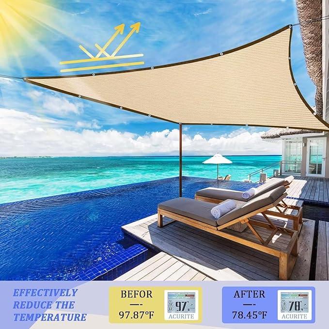 Shade Cloth - Pergola Sun Shade 90% Outdoor Shade Fabric with Grommets for Pergola Cover Patio Gazebo Deck Garden Porch Wheat(6x10ft)