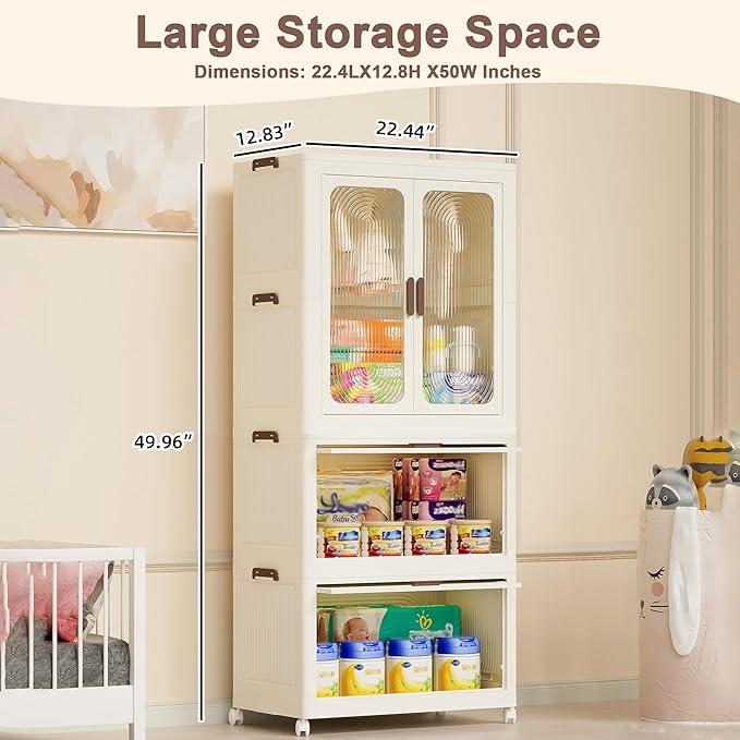 Collapsible Expandable Wardrobe Closet, Multi-Function Plastic Wardrobe,Wardrobes Storage Cabinet (4 Cubes+1 Hanging Rod)