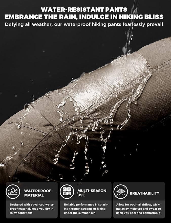 Wespornow Men's-Convertible-Hiking-Pants Quick Dry Lightweight Zip Off Breathable Cargo Pants for Outdoor, Fishing, Safari