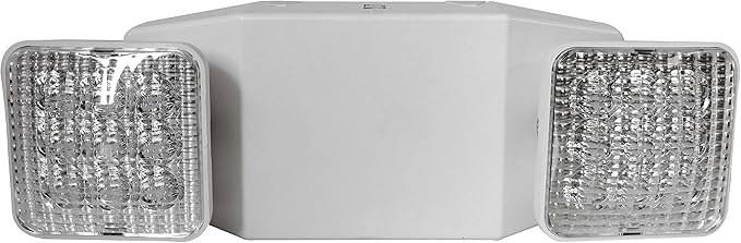 LED Emergency Light Emergency Light Combo Rectangular Adjustable Dual Heads 2 Heads UL Certified GM6 for Apartments Hotels Hospitals Offices (White)