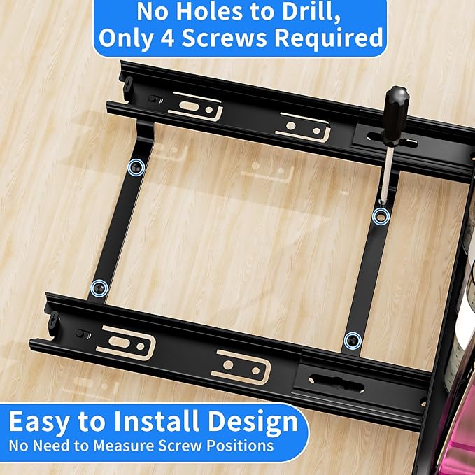 Pull Out Spice Rack Organizer for Cabinet, Heavy Duty Spice Organizer, Vertical Spice Rack Organizer for Kitchen, Cabinet, Pantry (10.5''Wx10.5''Dx2.8''H, Metal Black)