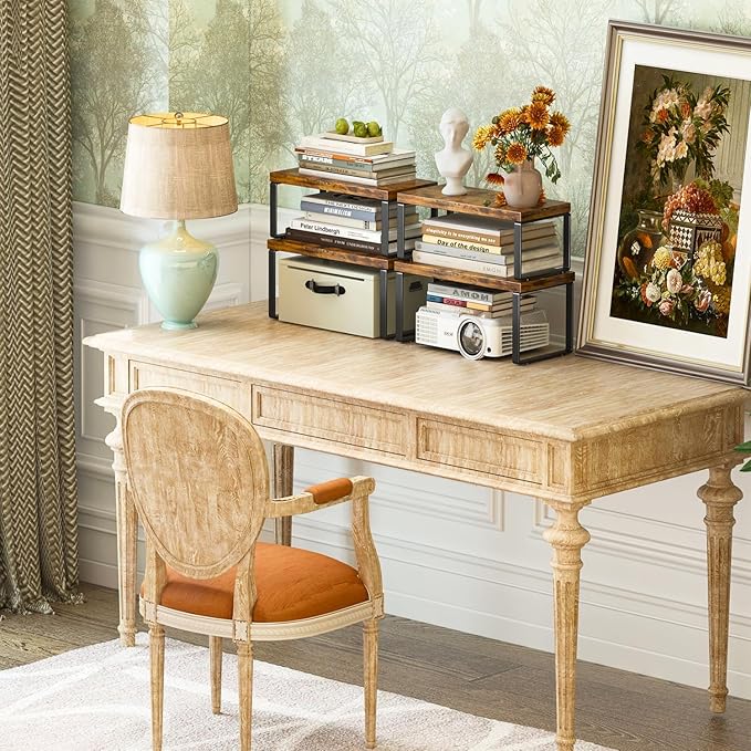 Homeiju Kitchen Cabinet Organizer 15.75'' Width,Set of 4 Cabinet Shelf Organizers,Stackable & Expandable Kitchen Countertop Organizer,Spice Rack for Pantry Countertop Cupboard Cabinet Desk Top