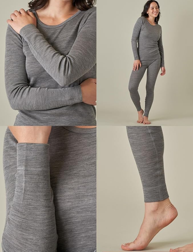 LAPASA Womens 100% Merino Wool Base Layer Set Lightweight & Midweight Thermal Underwear Long John Top & Bottom Warm L58/L91