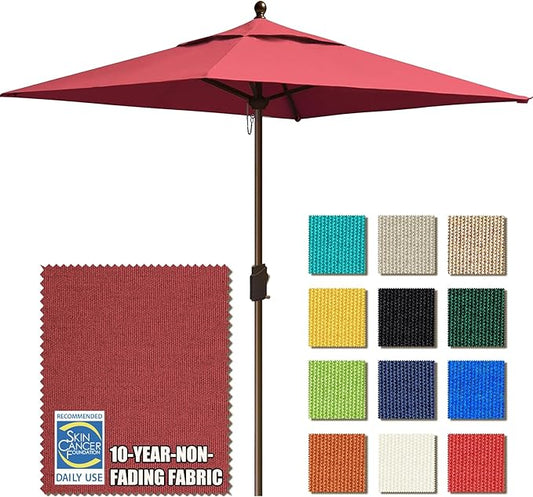 EliteShade USA 10-Year-Non-Fading 6x6Ft Square Market Umbrella Patio Outdoor Table Umbrella with Ventilation, Burgundy