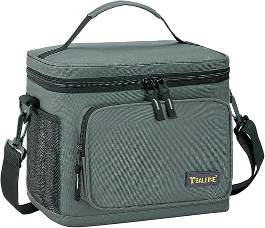 BALEINE Insulated Lunch Bag for Men Women, 22 Can Leakproof Cooler Bag with Adjustable Shoulder Strap for Work Picnic, Lunch Box for Women Men (Large, Grey)