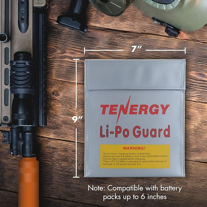 Tenergy 2 Pack Lipo Bags, Fire Retardant Lipo Battery Bag for Charging and Storage, 7x9inches