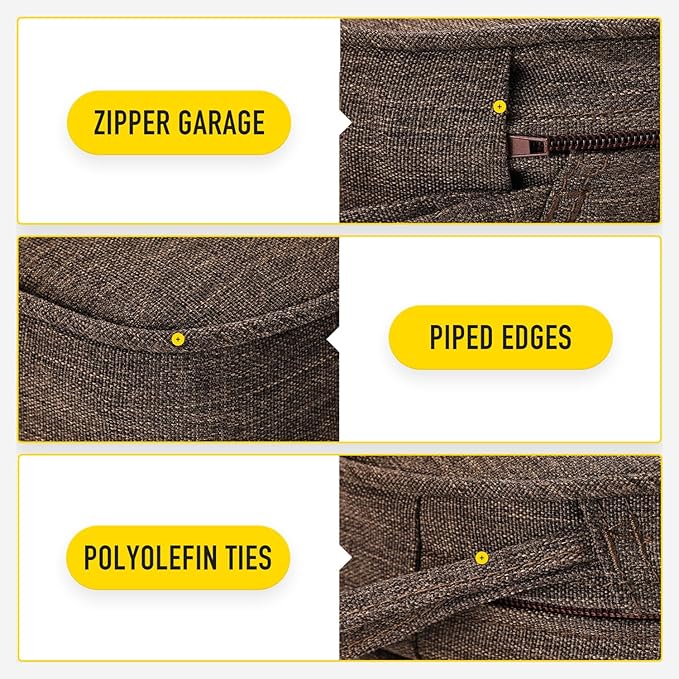 SUNROX Gel Memory Foam Chair Cushions, FadeShield Water-, Stain-Resistant Durable Reversible Seat Cushion Pads with Ties for Indoor/Outdoor Kitchen Dining Office 17"x16" Set of 4, Heather Chestnut