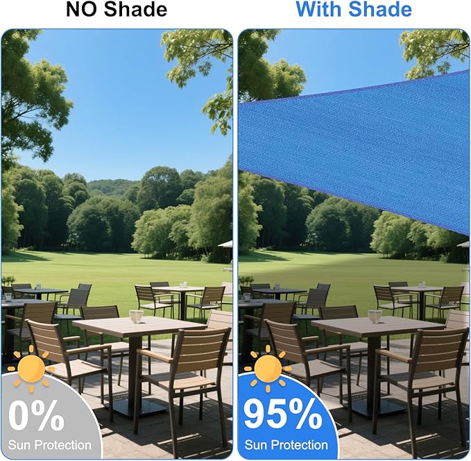 6' x 19' Blue Outdoor Sun Shade Sail Canopy ??UV Resistant Permeable Awning Fabric for Patio, Garden, Backyard, Pergola, Carport, Lawn Shelter Cover