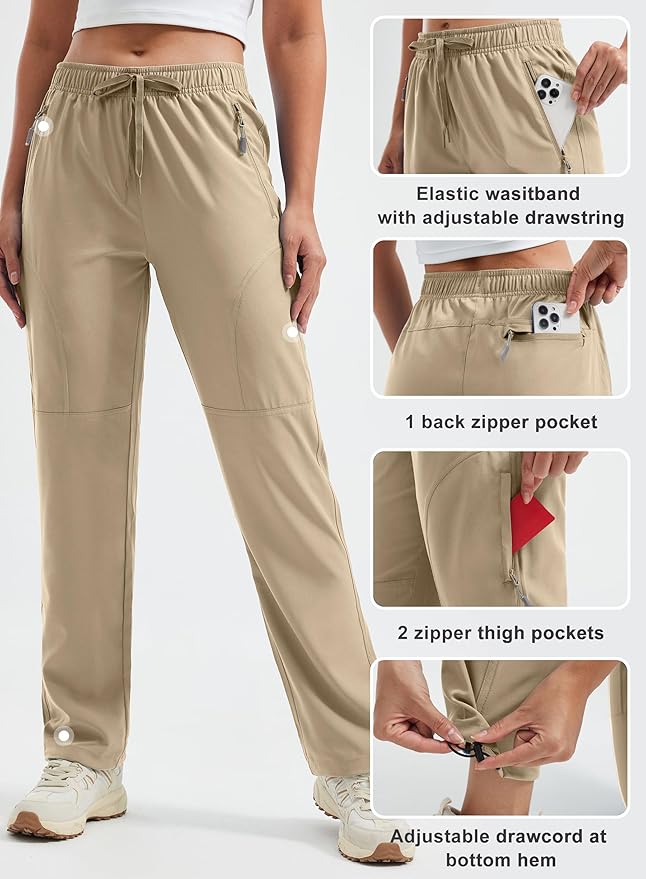 Libin Women's Hiking Pants Lightweight Quick Dry Cargo Pants Casual Safari Work Travel Clothes Petite/Regular/Tall