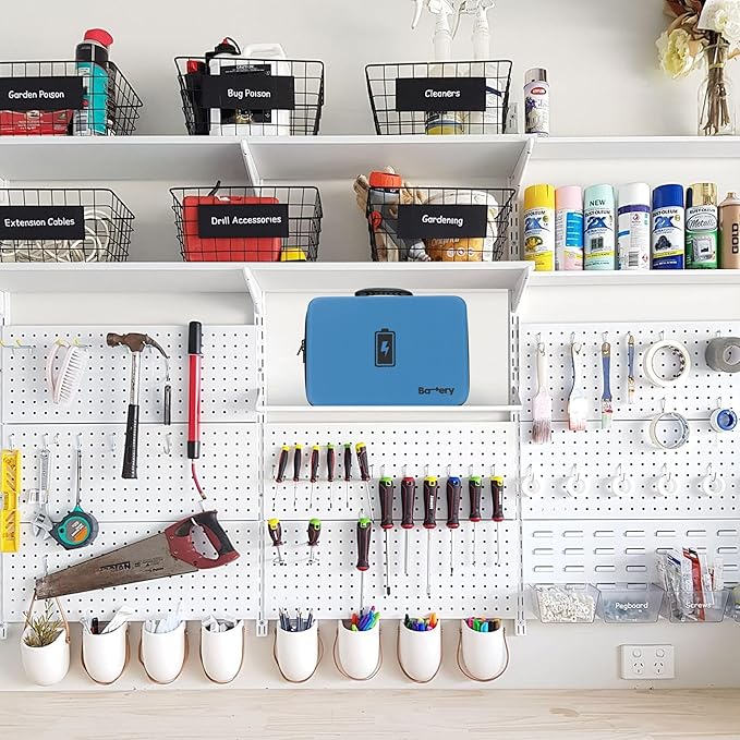 MOSLA Waterproof Battery Organizer Storage Case with Tester BT-168 - AA, AAA, C, D, 9V(Blue&Black)