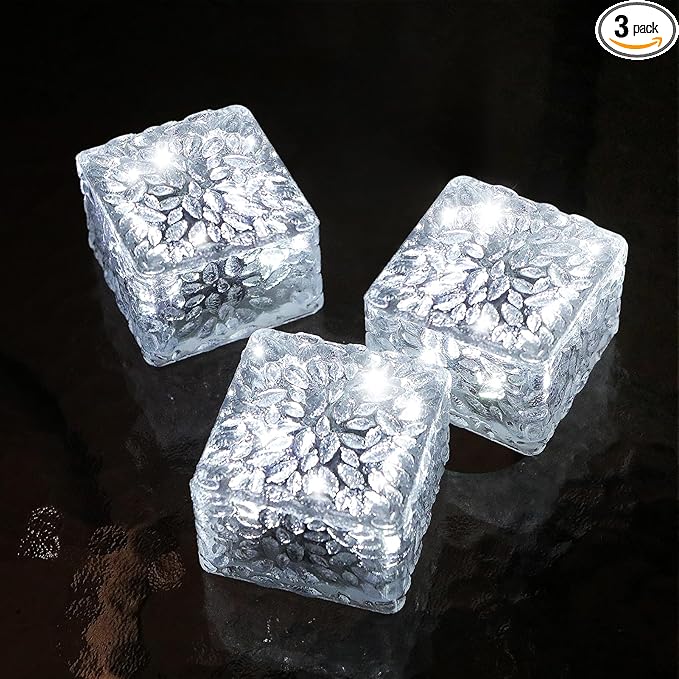 Solar Brick Lights Outdoor Waterproof Patio Brick Lights Garden Decor for Outside 3 Packs for Patio,Yard,Walkway,Pathway Decor