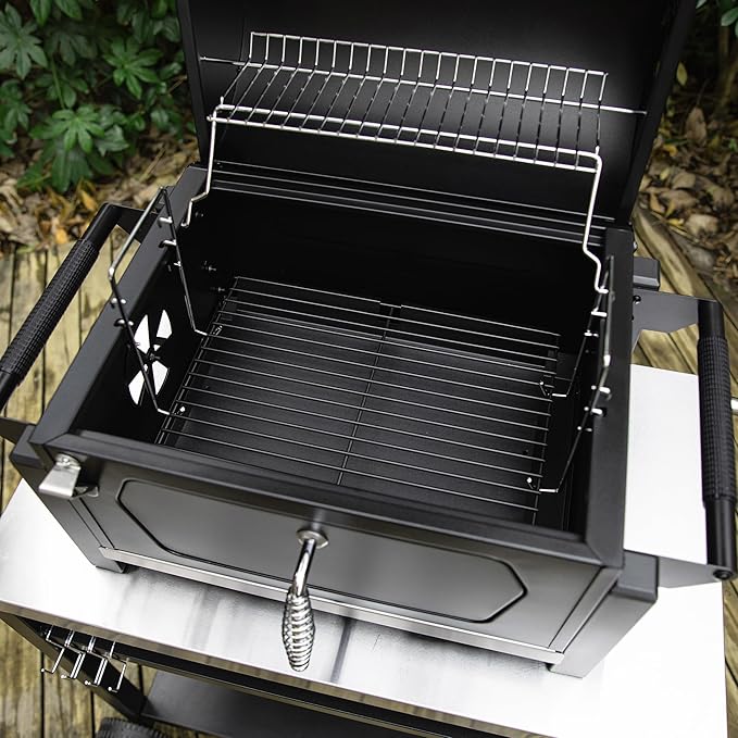 Royal Gourmet CD1519 Portable Charcoal Grill with Warming Rack, Tabletop Charcoal Grill with 303 Sq. In Cooking Area for Outdoor Camping and Picnic Grilling, Black
