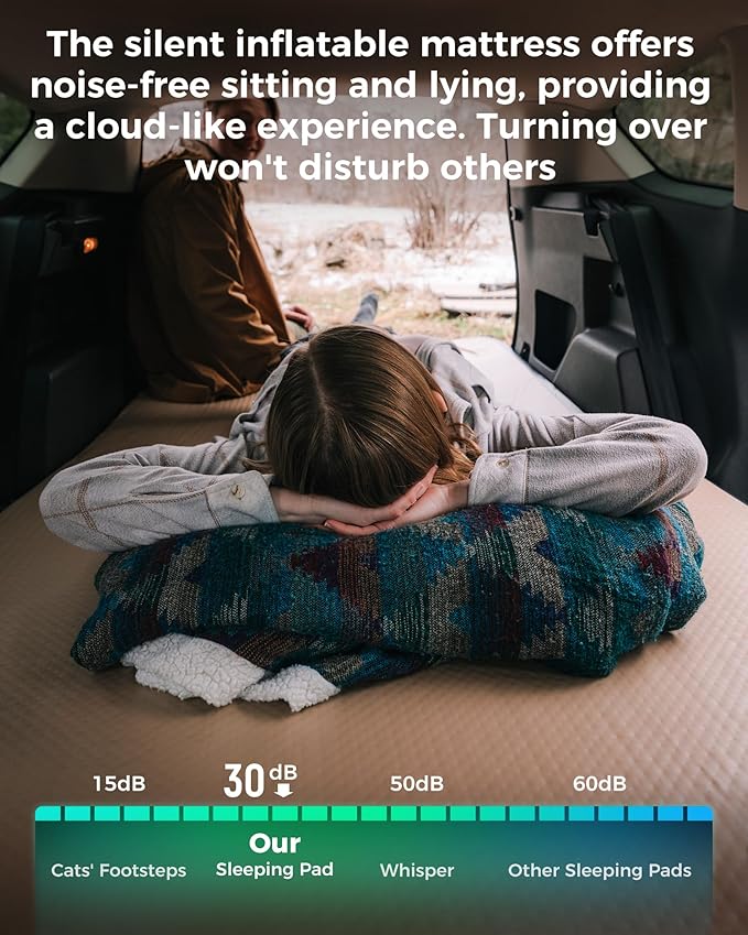 KingCamp Single Sleeping Pad for Camping, Reinforced Drop-Stitch Sleeping Travel Mat, Portable Camping Pad for Hiking, Tent, Cot & Car Travel, Single