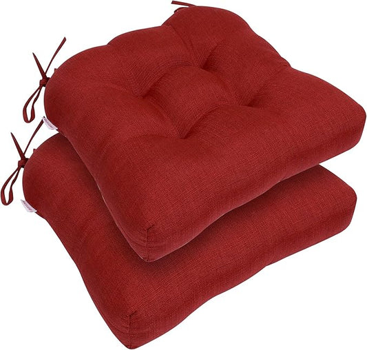 RACE LEAF Chair Cushions 19" x 19" Red - Outdoor/Indoor Patio Cushions Set of 2 - Replacement Cushions for Chairs and Seating - Chair Seat Pads for Porch, Deck, and Garden Seats