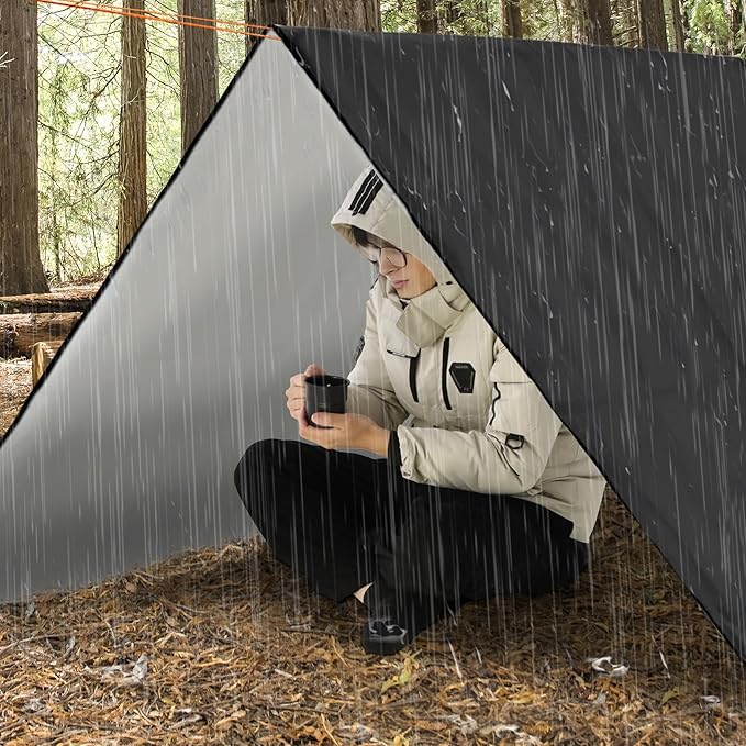 RedSwing 6 Pack Heavy Duty Reflective Survival Space Blankets, Multipurpose Emergency Thermal Blanket for All Weather, Black