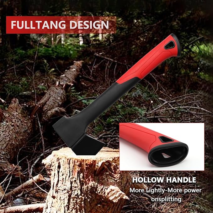 Camping Hatchet 14 Inch,Survival Hatchet Tactical for Wood Chopping and Kindling,Hatchet Axewith V Grind Blade, Lightweight Nylon Fiber Handle,for Outdoor Survival, Gardening, Hiking(XS)