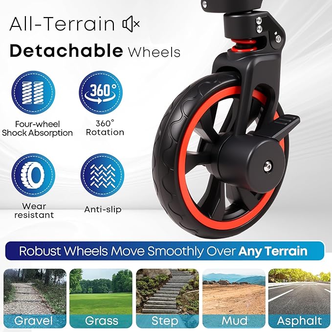 Collapsible Canopy Wagon, Foldable Wagon Stroller with 330LBS, Heavy Duty Cart with Shock-Absorbing Wheels, Adjustable Push Pulling Handles for Camping, Garden, Sports, Shopping, Blue