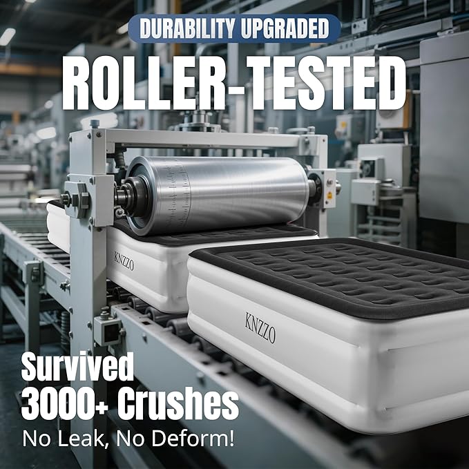 Full Air Mattress with Built-in Pump, 18" Top Inflatable Mattress with Waterproof Flocking Fabric, Three-Minute Quick-Inflatable Bed. Portable Blow Up Mattress for Home, Outdoor and Guests