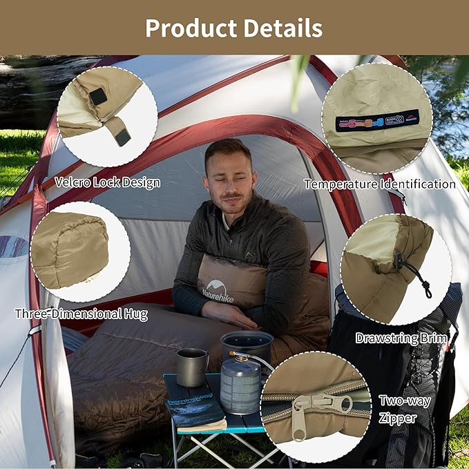 Naturehike Sleeping Bags for Adults, 23/39℉ Mummy Backpacking Sleeping Bag, 0 Degree Lightweight Sleeping Bag Warm for Camping, Hiking