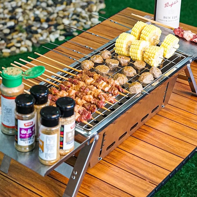 𝐁𝐚𝐫𝐛𝐞𝐜𝐮𝐞 𝐆𝐫𝐢𝐥𝐥𝐬,Portable 𝐂𝐡𝐚𝐫𝐜𝐨𝐚𝐥 𝐆𝐫𝐢𝐥𝐥 Foldable Grills ,𝐒𝐦𝐚𝐥𝐥 𝐆𝐫𝐢𝐥𝐥𝐬 𝐎𝐮𝐭𝐝𝐨𝐨𝐫 𝐂𝐨𝐨𝐤𝐢𝐧𝐠 for Travel, 𝐂𝐚𝐦𝐩𝐢𝐧𝐠 𝐒𝐦𝐨𝐤𝐞𝐫 𝐁𝐁𝐐 𝐆𝐫𝐢𝐥𝐥,Stainless Steel Table Top Grill Charcoal for Outdoor Cooking,Camping,Backyard
