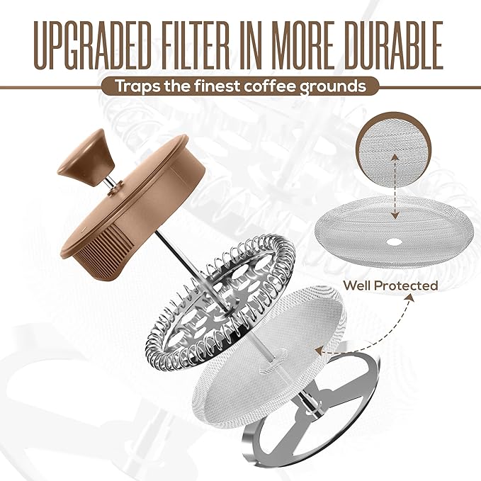 Utopia Kitchen 12 Ounce 0.35 Liter French Press Coffee Maker, Tea Maker, Travel Coffee Presses, Heat Resistant Thickened Borosilicate Coffee Pot for Camping Travel Gifts, Brown Pack of 1