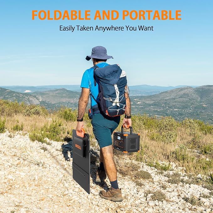 GRECELL 100W Solar Panel for Power Station Generator, 21.5V Portable Foldable Solar Panel with Fast Charger and Adjustable Kickstand Solar Cell Charger for Outdoor Camping RV Van Travel