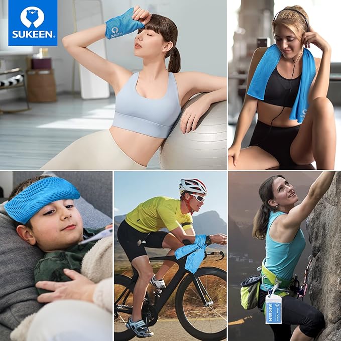 Sukeen Chilly Towel (40"x12"), Breathable Microfiber Sports Towel for Yoga, Running, Camping & More Activities