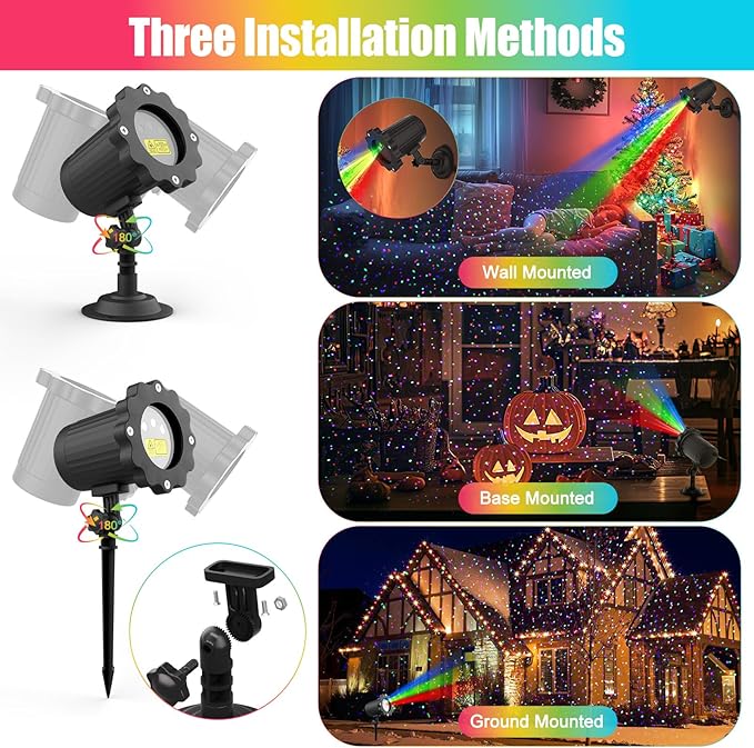 Waterproof Firefly Laser Projector Lights Outdoor,12 Effect Moving RGB Lights Show Laser Projection with RF Remote and Timer for Wedding Halloween Christmas Holiday Party Patio Garden Landscape Decor