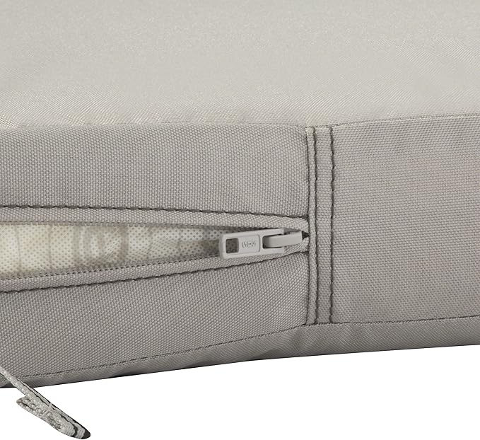 Classic Accessories Ravenna Water-Resistant 19 x 19 x 3 Inch Patio Seat Cushion, Mushroom, Chair Seat Cushion