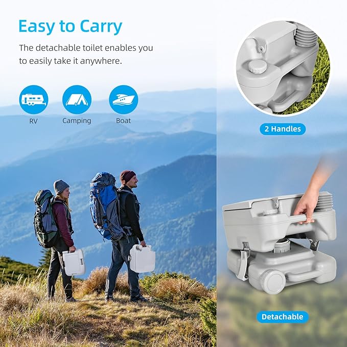 YITAHOME 3.2 Gallon Portable Toilet for Camping, RV Travel Porta Potty with Press Flush Pump, Anti-leak for Truck Travel, Boating, Hiking, Trips