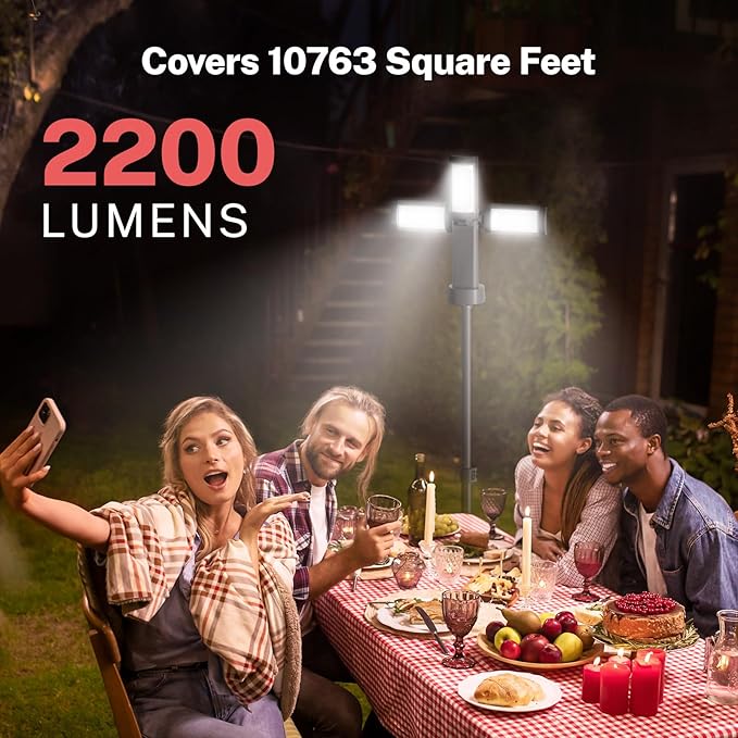 OGERY Rechargeable 10000mAh Camping Light with Stand 6.5 ft Max Height, Cordless Work Light with 3 LED Lamp Heads, 2200 Lumens Camping Essentials Gear Emergency Flashlight with Detachable Tripod