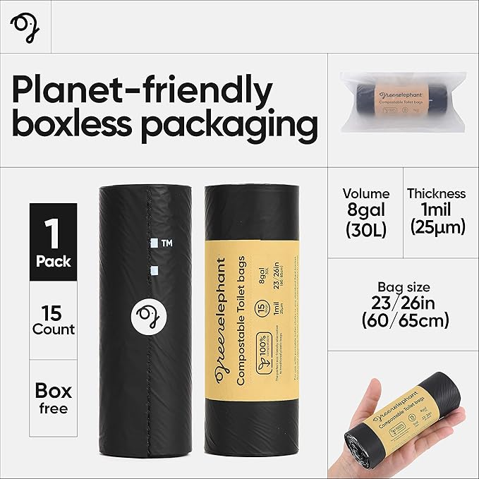 Green Elephant Portable Toilet Bags - Camping Toilet Bags (15 Count (Pack of 2)