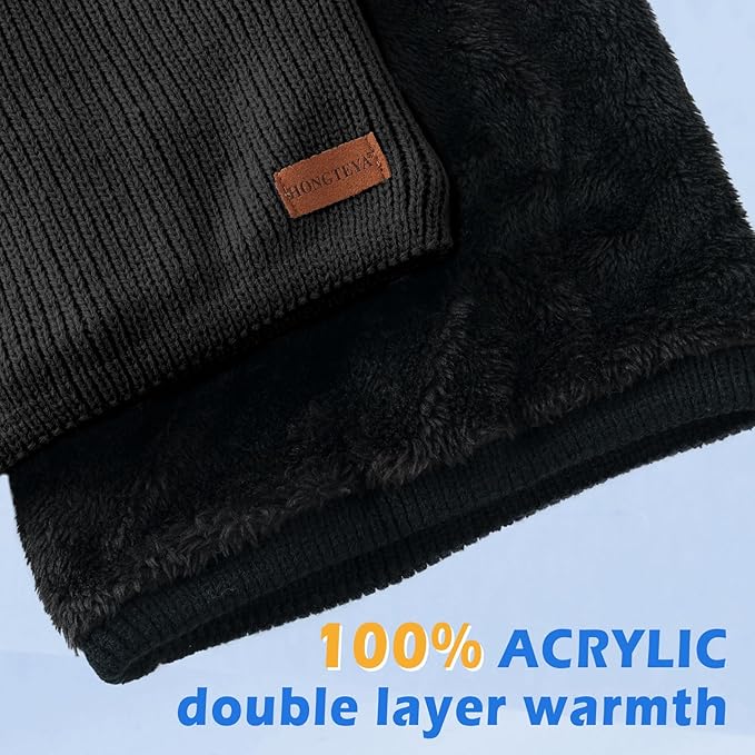 HONGTEYA Neck Gaiters for Men, Winter Neck Warmer Face for Men & Women,Thick Windproof Warm Lined Ski Mask