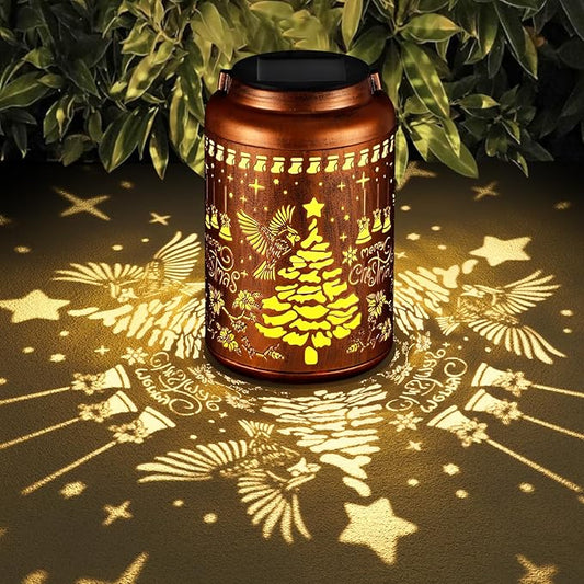 Solar Lanterns Outdoor Waterproof Garden Decor Birthday Gifts for Women Mom Grandma Hanging Lights Metal Decoration Outside for Yard, Patio,Backyard,Porch(Christmas Red Bird)