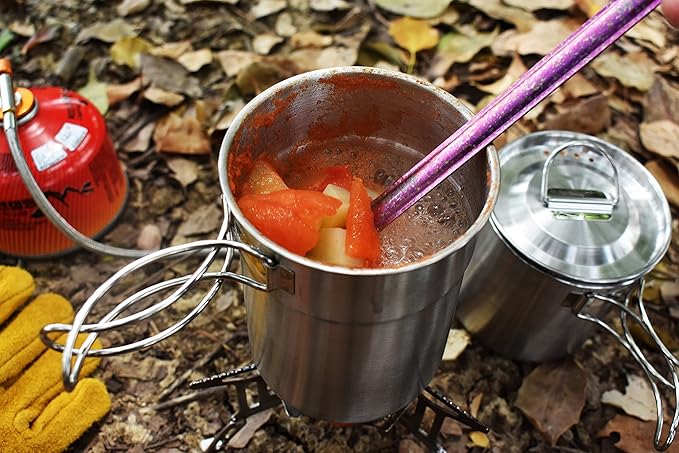 Titanium Long Handel Spork and Spoon, Camping Spork and Spoon, Soup Spoon, Eco-Friendly Coffee Spoon, Portable Travel Camping Utensils