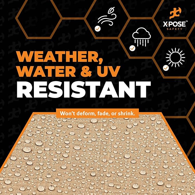 Heavy Duty Tan Poly Tarp 10' X 20' - Multipurpose Protective Cover - Durable, Waterproof, Weather Proof, Rip and Tear Resistant - Extra Thick 12 Mil Polyethylene - by Xpose Safety