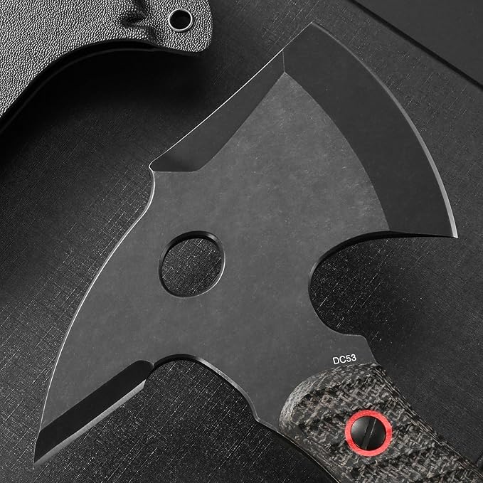 C1342 Camping Axes,DC53 Steel Blade Micarta Handle Chopping Axe Bushcraft Camping Axes Survival Hatchet Full Tang Axe for Hiking Hunting Camping Splitting Chopping Wood(Black)