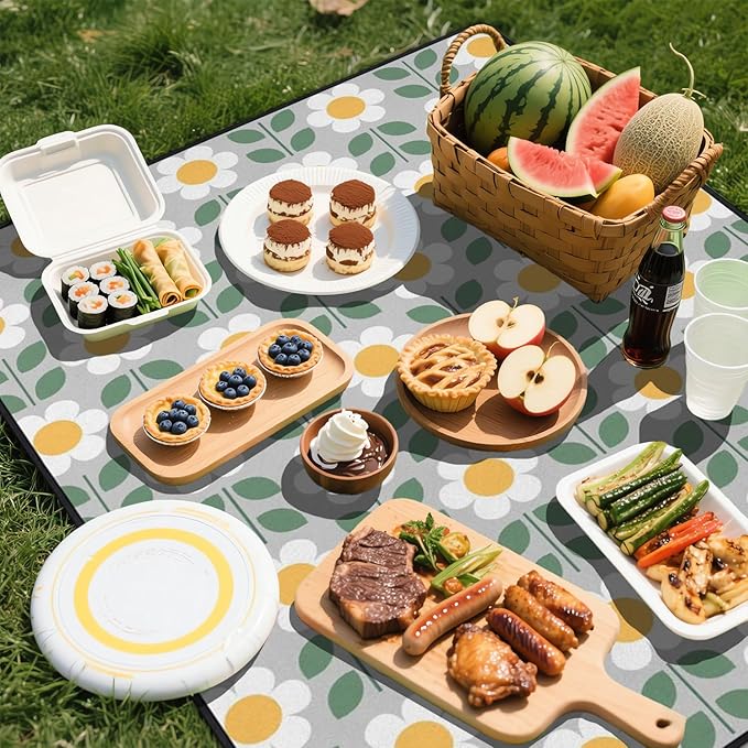 Extra Large Picnic Outdoor Blanket 60''x80'' Waterproof and Sandproof Picnic Mat for Beach Foldable Camping Accessories for Grass Lawn Park