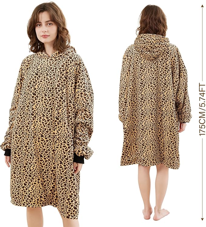 LetsFunny Blanket Hoodie,Oversized Wearable Sherpa Fleece Blanket Sweatshirt,Super Soft Warm Cozy with Giant Pocket,Gifts for Women Men Adults Teenagers Kids, One Size Fits All