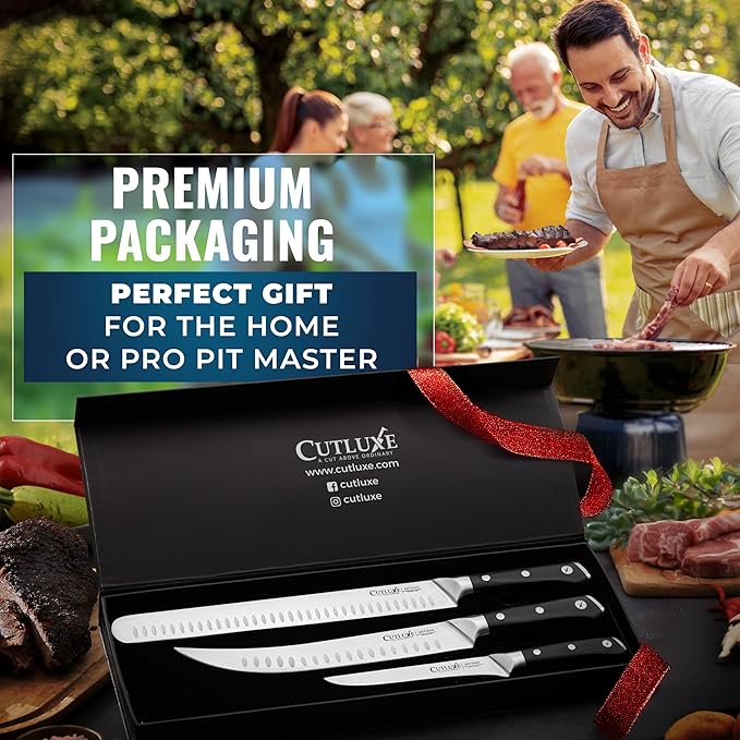 Cutluxe Butcher Knife Set – BBQ Brisket, Breaking & Boning Knife – Slicing Carving Knife Set for Meat Cutting, Ultra Sharp German Steel, Full Tang, Ergonomic Handles – Artisan Series