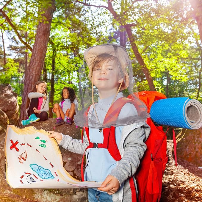 HESTYA 4 Pack Mosquito Head Net Face Mesh Protecting Net for Outdoor Hiking Camping Climbing Mosquito Fly Insects Preventing(Black, Gray)